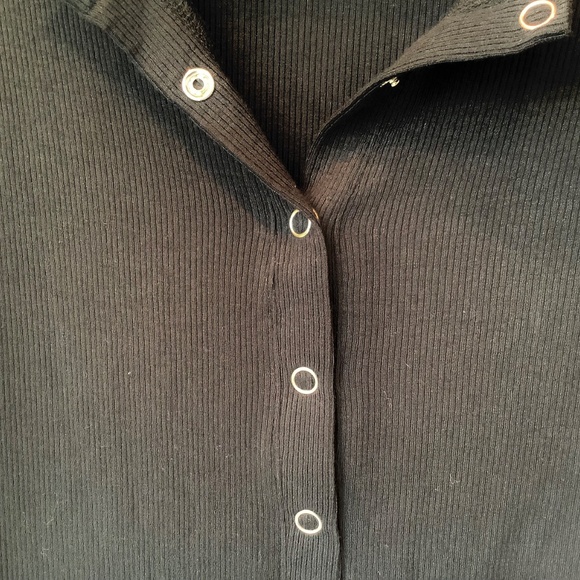 Privacy Please Black Ribbed Thong Bodysuit with Front Snaps Size Small - Picture 4 of 6